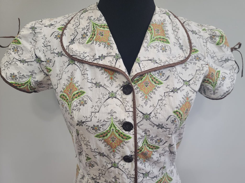 Abstract Flower Print Button Down Dress(B-36' W-28.5' H-37') — image 5