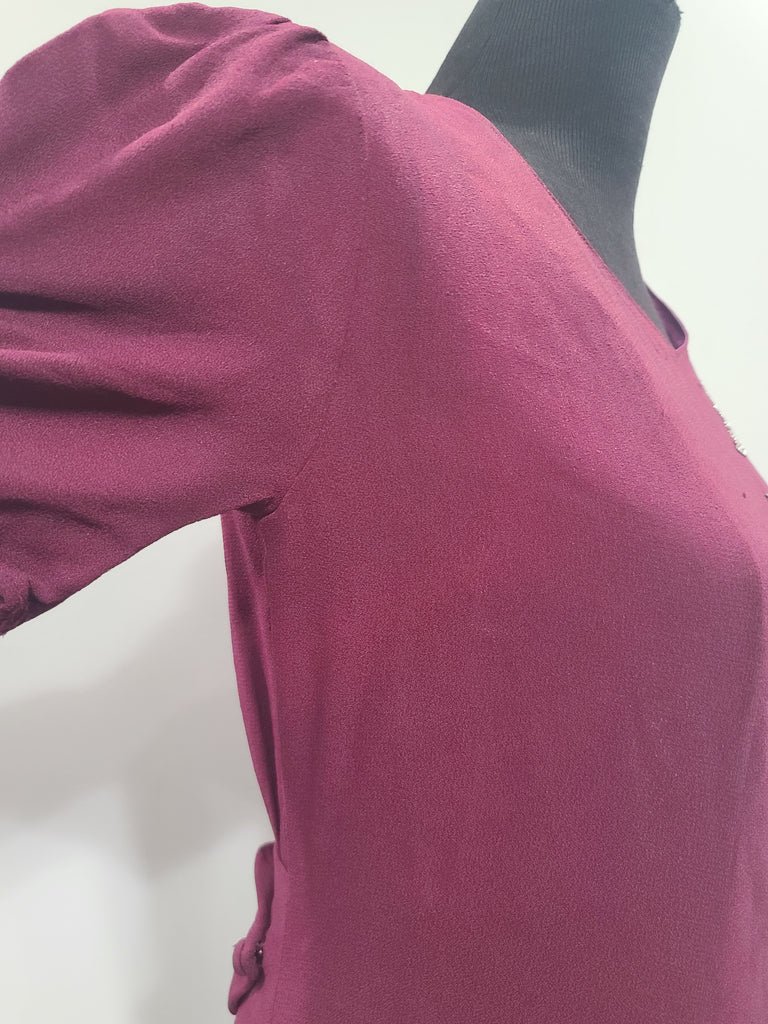 Maroon Rayon Gown with Beaded Bird Design(B-37' W-30' H-38') — image 13