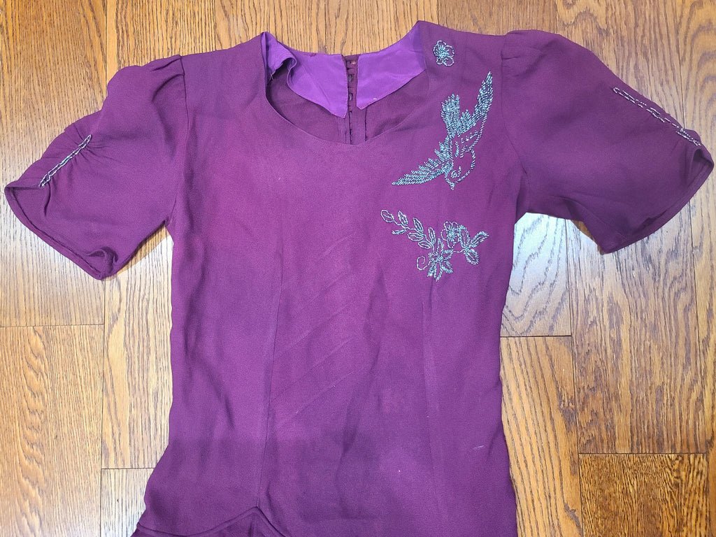 Maroon Rayon Gown with Beaded Bird Design(B-37' W-30' H-38') — image 35