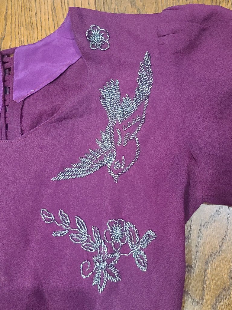 Maroon Rayon Gown with Beaded Bird Design(B-37' W-30' H-38') — image 36