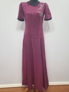 Maroon Rayon Gown with Beaded Bird Design(B-37' W-30' H-38')