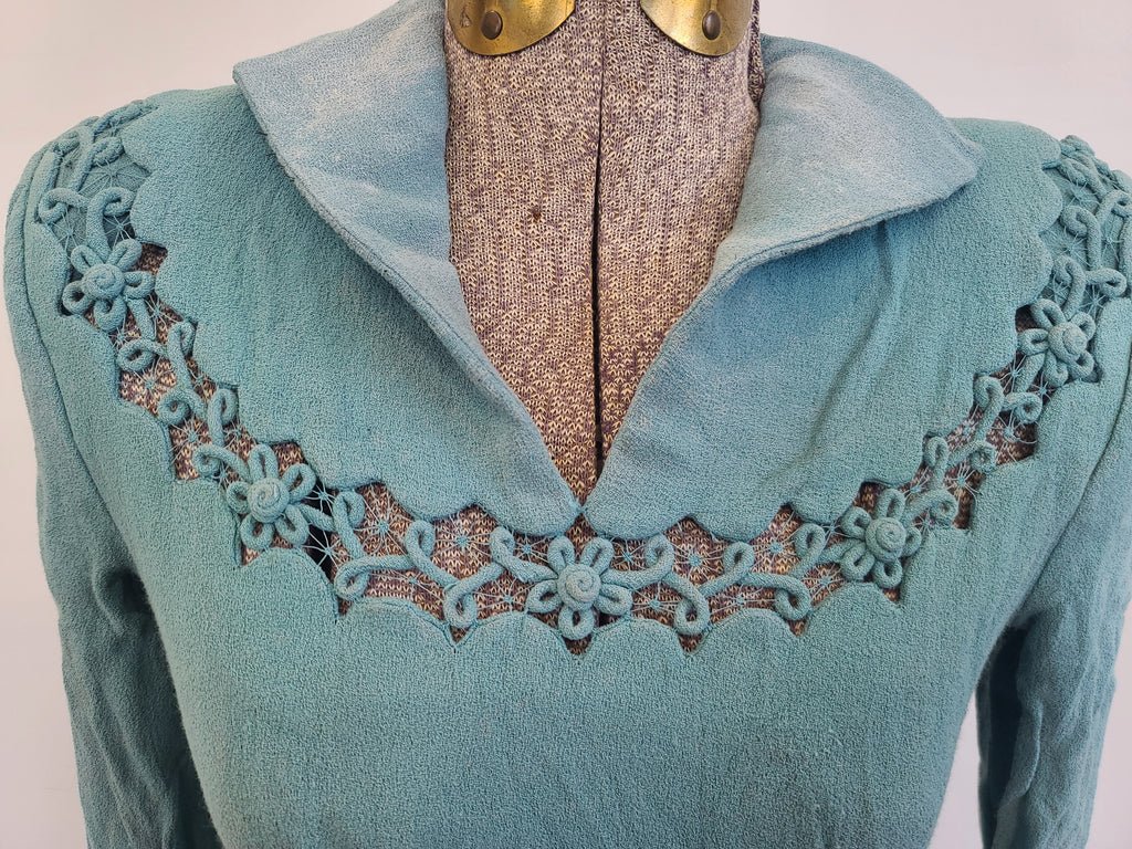 German Rayon Teal Dress(B-31.5' W-25' H-38') — image 8