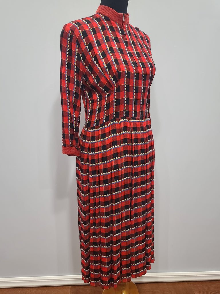 German Red and Black Plaid Dress with Heart Designs(B-38' W-32' H-48') — image 4