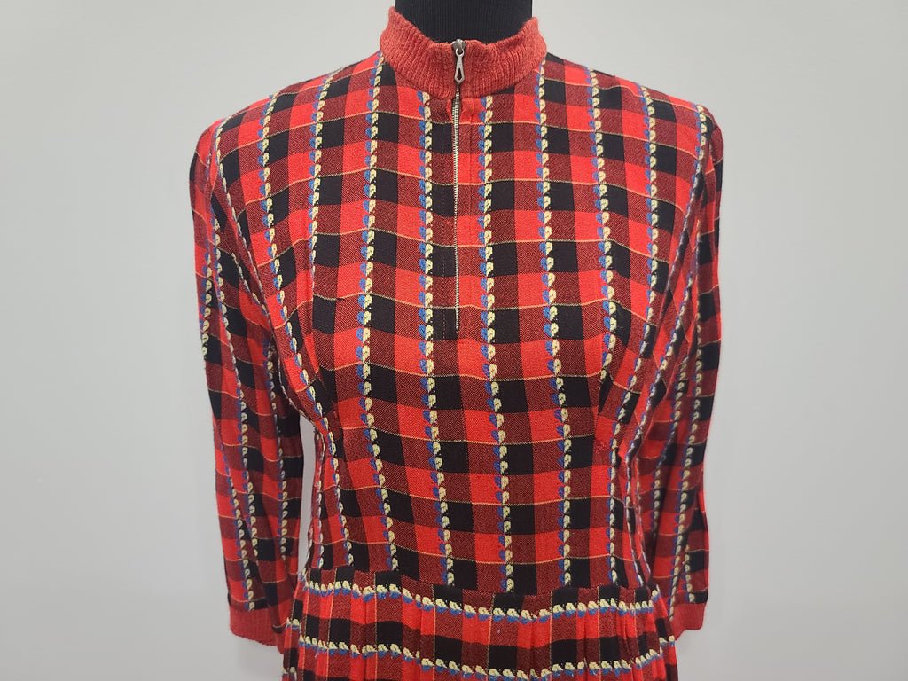 German Red and Black Plaid Dress with Heart Designs(B-38' W-32' H-48') — image 5