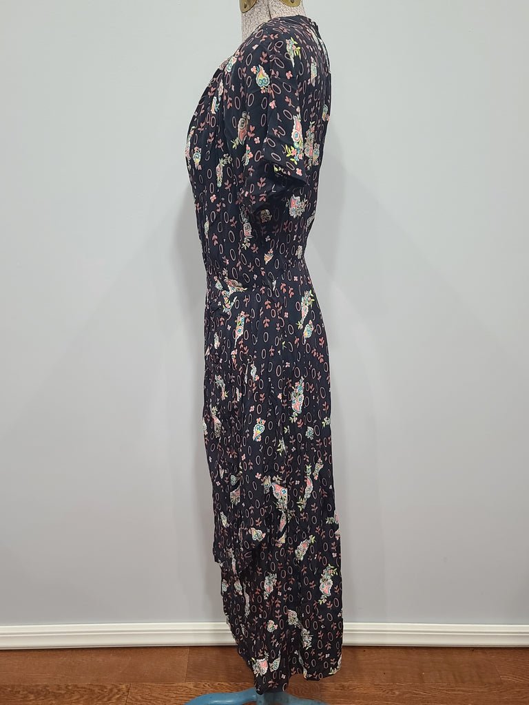 Flower and Leaf Print Cold Rayon Dress(B-36' W-28' H-37') — image 2
