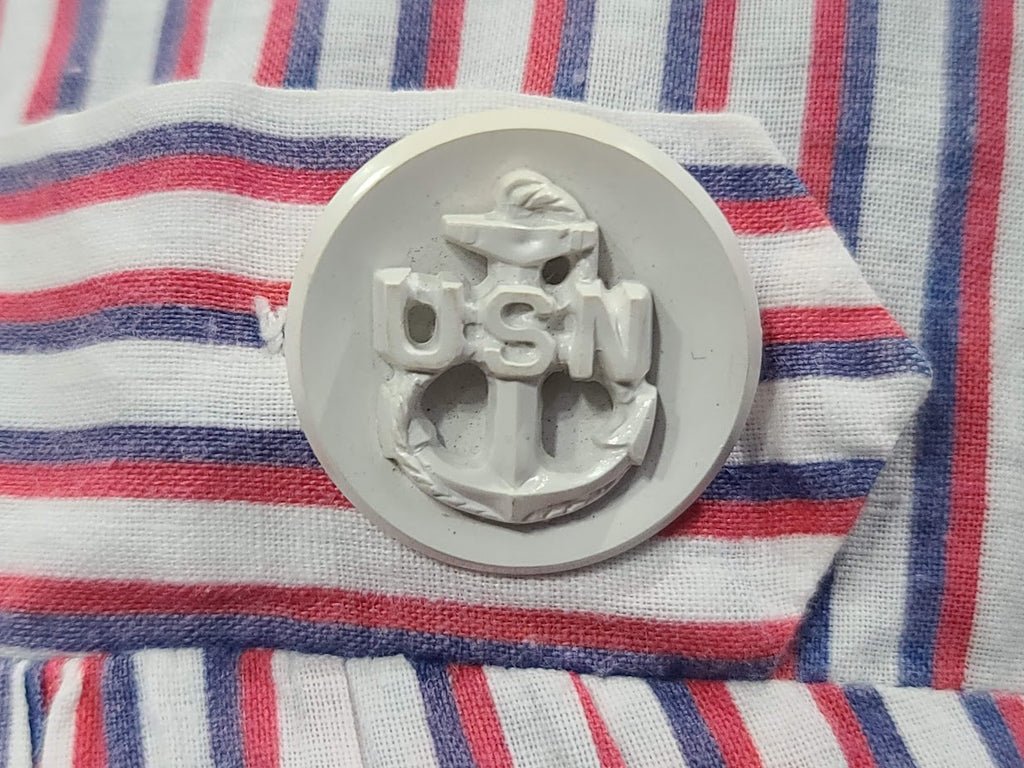 Red White and Blue Stripe Patriotic Dress with USN Sweetheart Buttons(B-48' W-41.5' H-50') — image 2