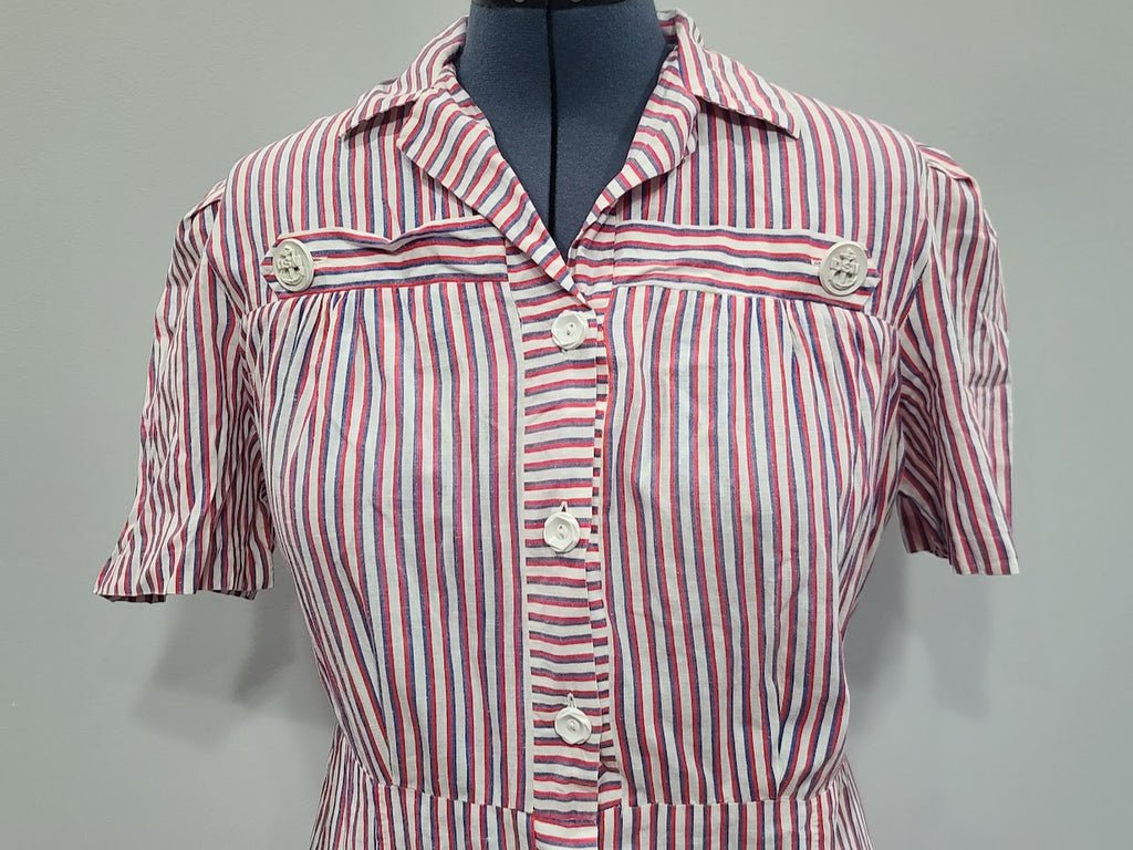 Red White and Blue Stripe Patriotic Dress with USN Sweetheart Buttons(B-48' W-41.5' H-50') — image 4