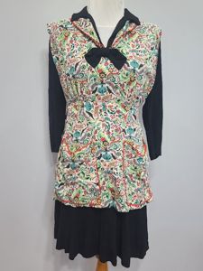 Black Dress with Novelty Print Apron(B-36' W-30' H-35.5')