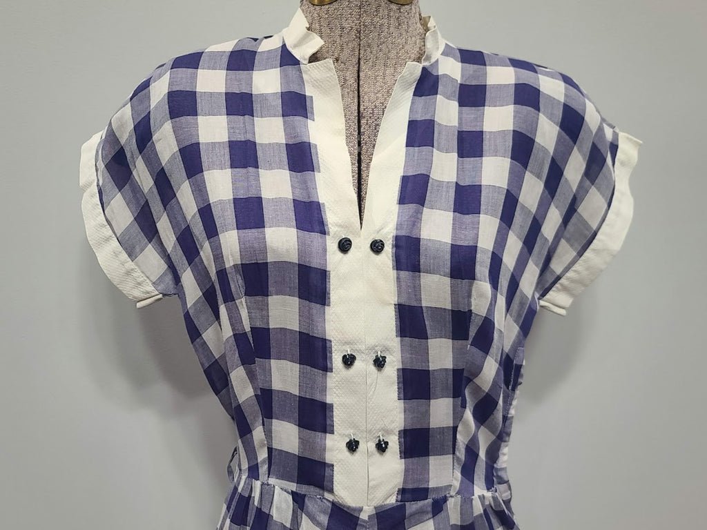 Blue and White Plaid Dress(B-36' W-27' H-39') — image 4