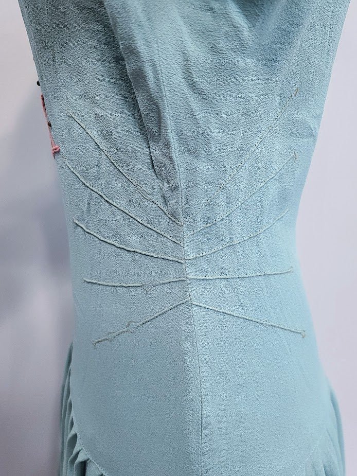 Robin's Egg Blue Dress with Pink Fan Design(B-33' W-24' H-32') — image 15