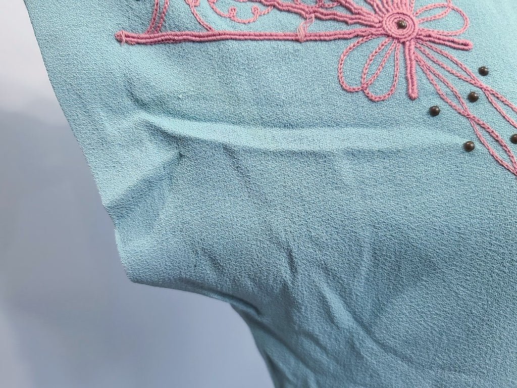 Robin's Egg Blue Dress with Pink Fan Design(B-33' W-24' H-32') — image 7