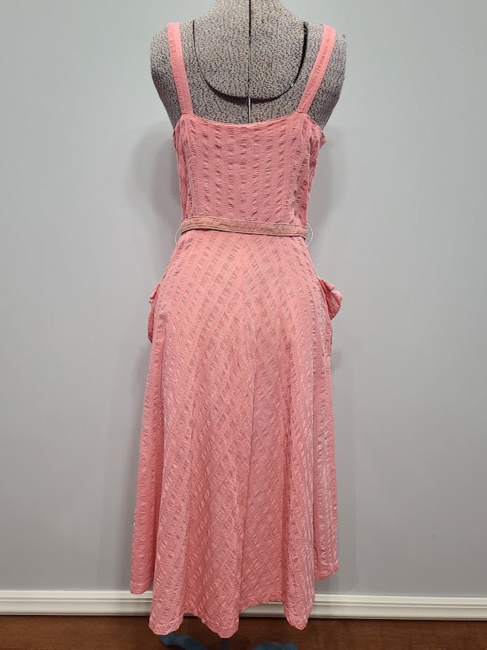 Pink Seersucker Sleeveless Dress(B-33' W-26') — image 3