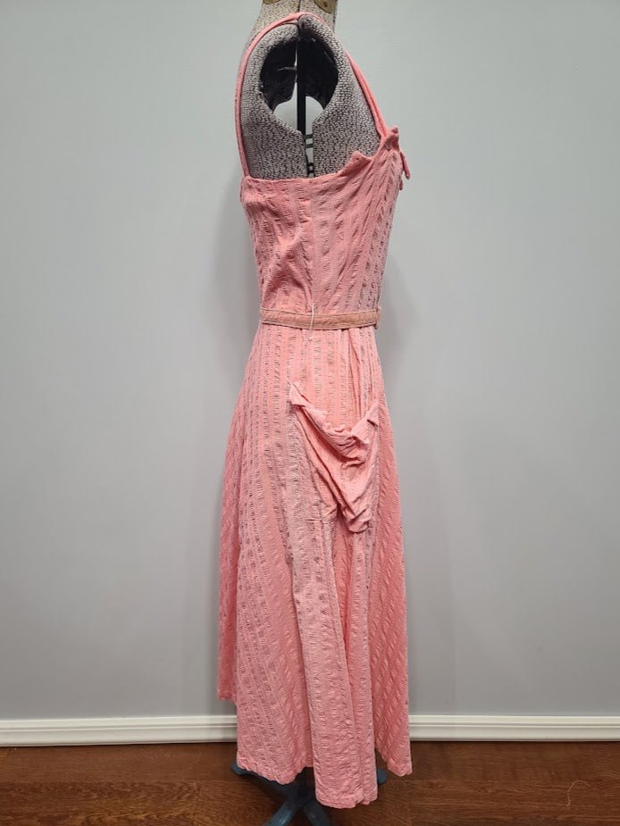 Pink Seersucker Sleeveless Dress(B-33' W-26') — image 4