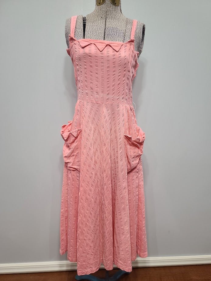 Pink Seersucker Sleeveless Dress(B-33' W-26') — image 5