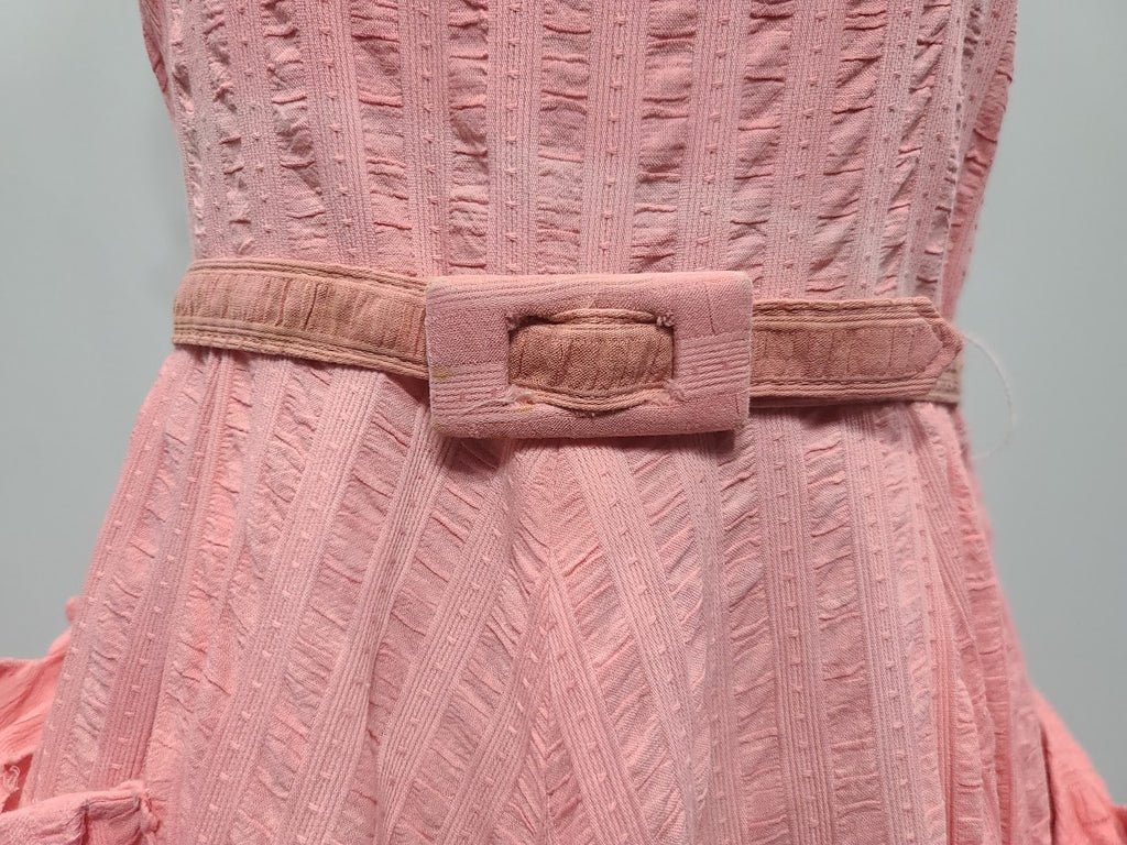 Pink Seersucker Sleeveless Dress(B-33' W-26') — image 8