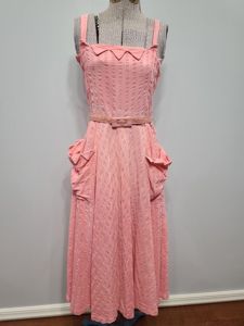 Pink Seersucker Sleeveless Dress(B-33' W-26')