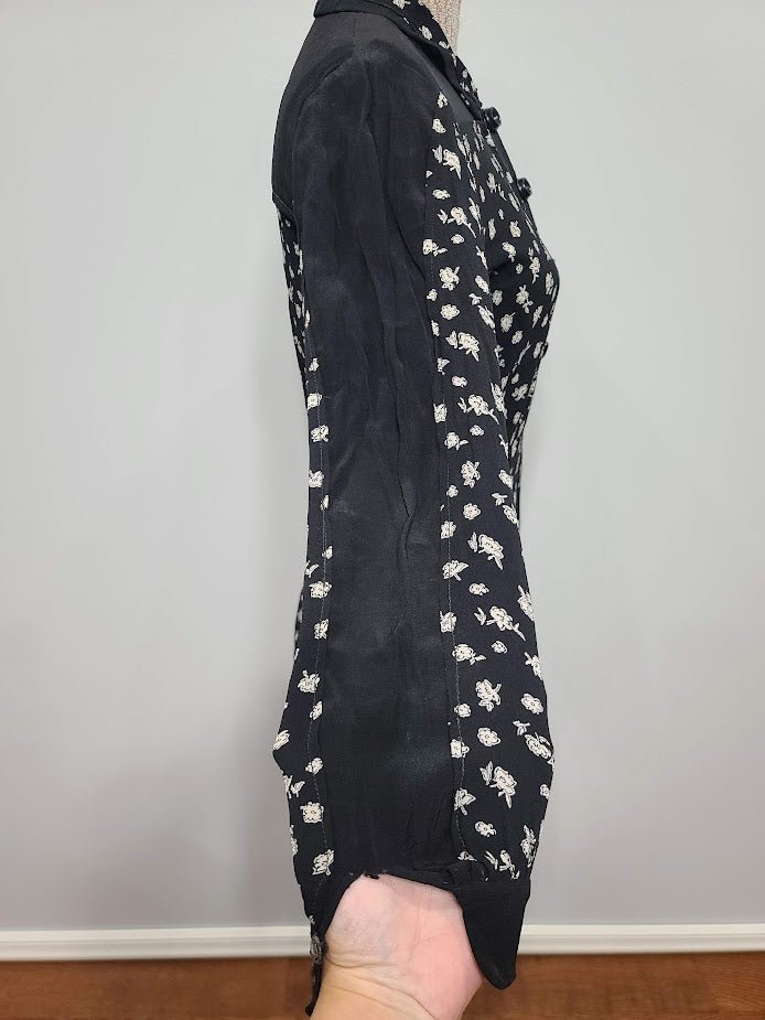 German Black Flower Print Dress(B-35' W-28' H-35') — image 10