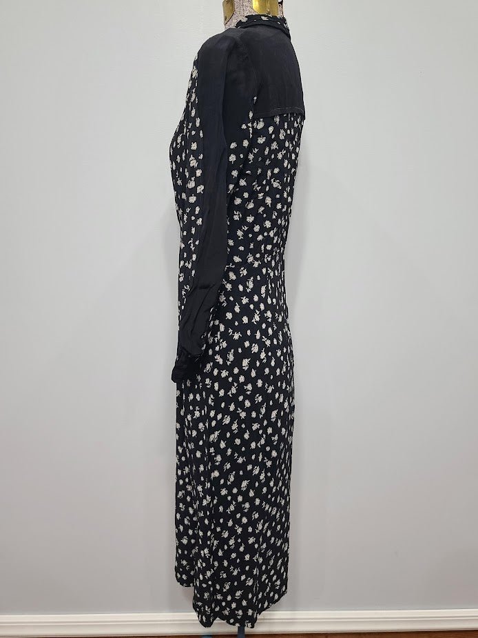 German Black Flower Print Dress(B-35' W-28' H-35') — image 2