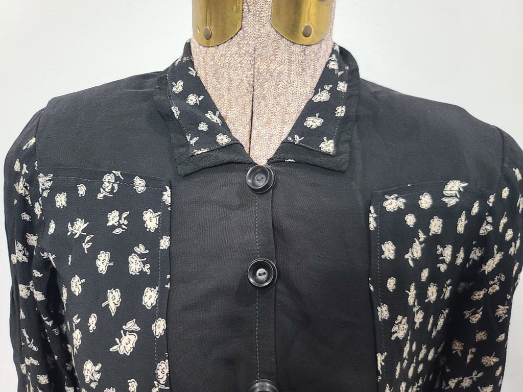 German Black Flower Print Dress(B-35' W-28' H-35') — image 6