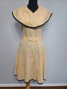 Handmade Yellow Sunflower Print Dress(B-36' W-34' H-44')