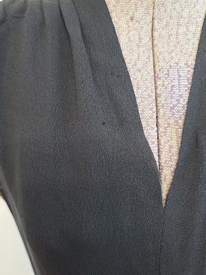 Black Rayon Peplum Dress with Gold Sequins and Soutache(B-33' W-26' H-35') — image 8