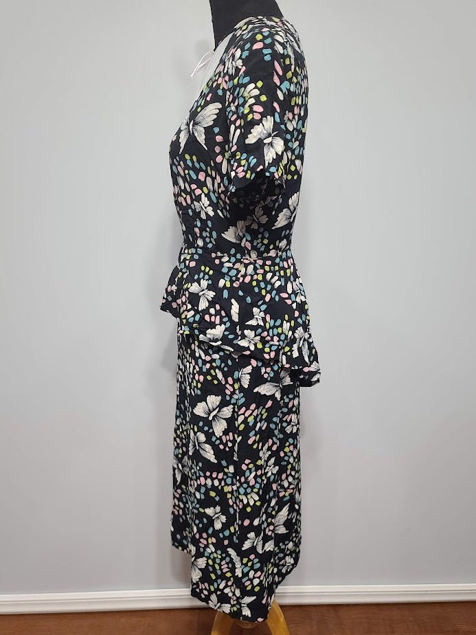 Butterfly Novelty Print Peplum Dress(B-41' W-32' H-38') — image 3