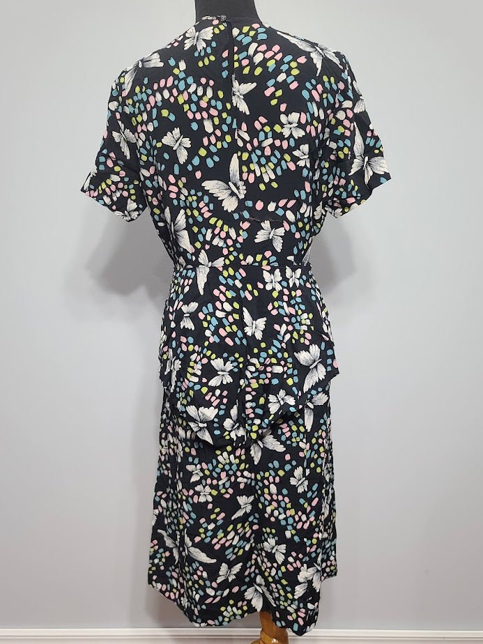 Butterfly Novelty Print Peplum Dress(B-41' W-32' H-38') — image 4
