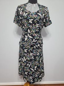 Butterfly Novelty Print Peplum Dress(B-41' W-32' H-38')