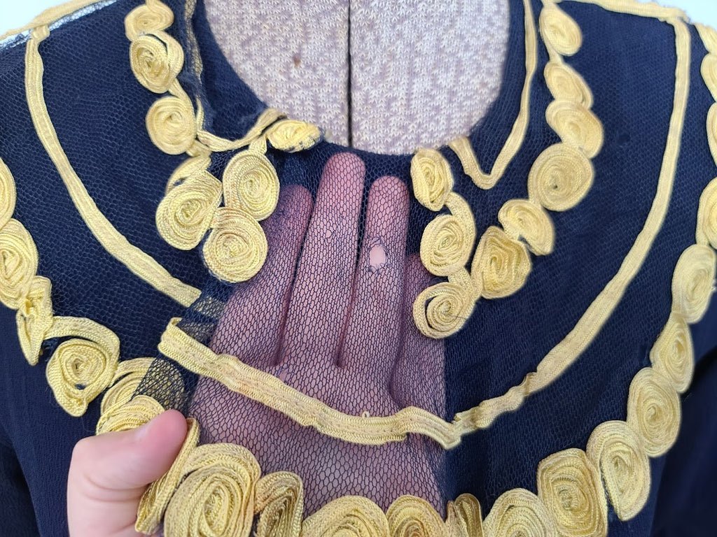 Blue Rayon Dress with Netting (as-is)(B-34' W-26.5' H-31') — image 6