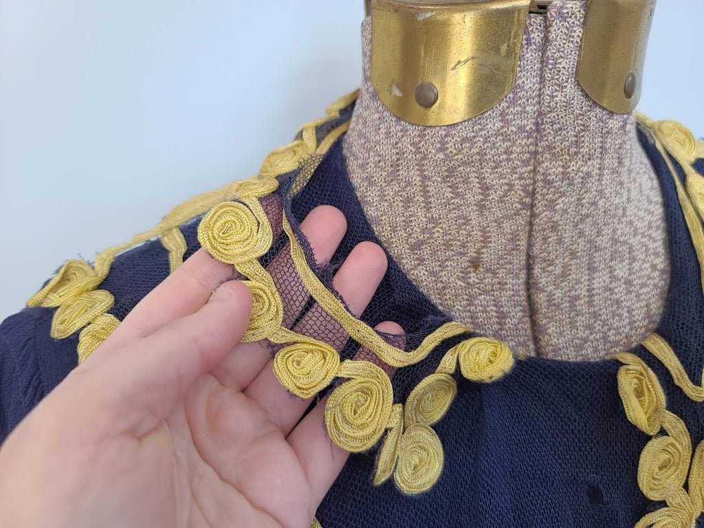 Blue Rayon Dress with Netting (as-is)(B-34' W-26.5' H-31') — image 7