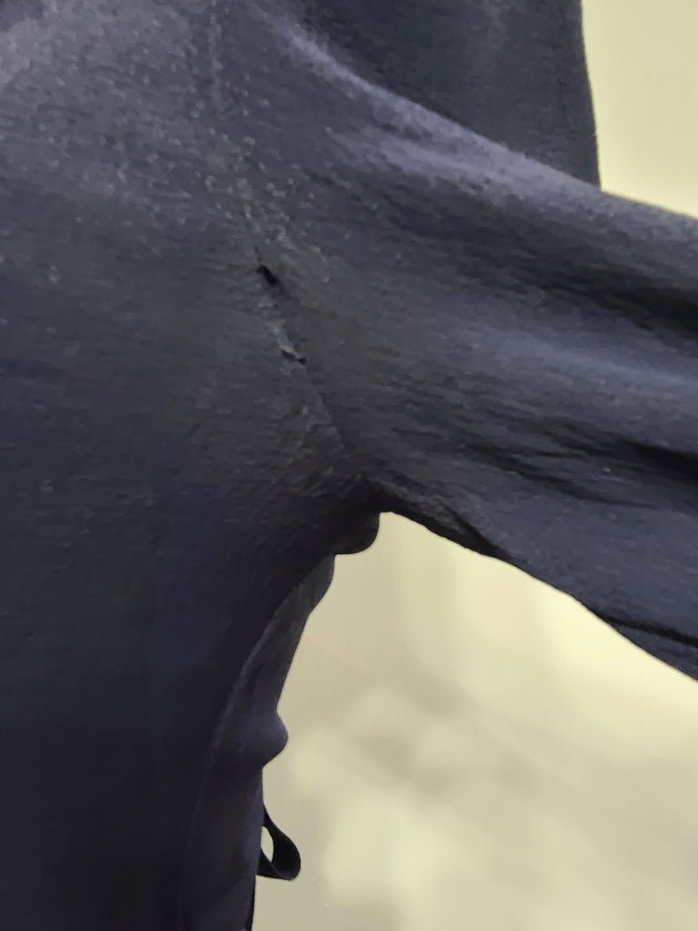 Dark Blue Rayon Dress with Plaid Trim(B-35' W-25.5' H-38') — image 10