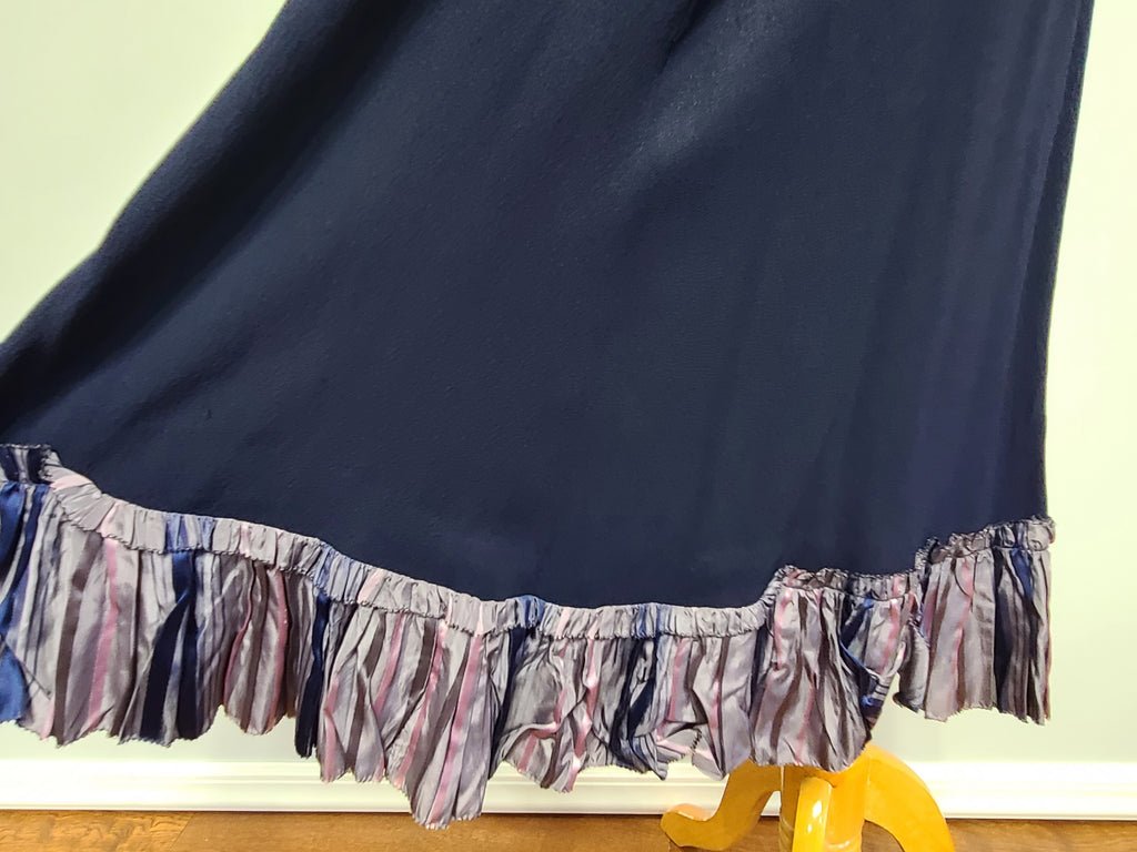 Dark Blue Rayon Dress with Plaid Trim(B-35' W-25.5' H-38') — image 12