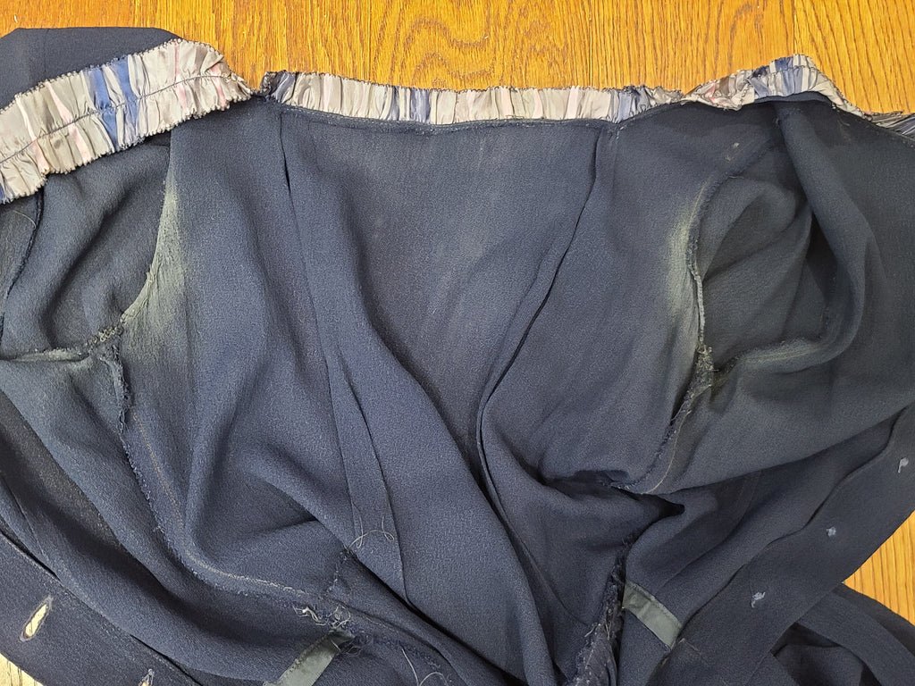 Dark Blue Rayon Dress with Plaid Trim(B-35' W-25.5' H-38') — image 14