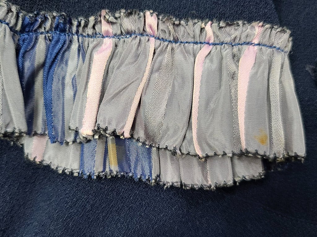 Dark Blue Rayon Dress with Plaid Trim(B-35' W-25.5' H-38') — image 7