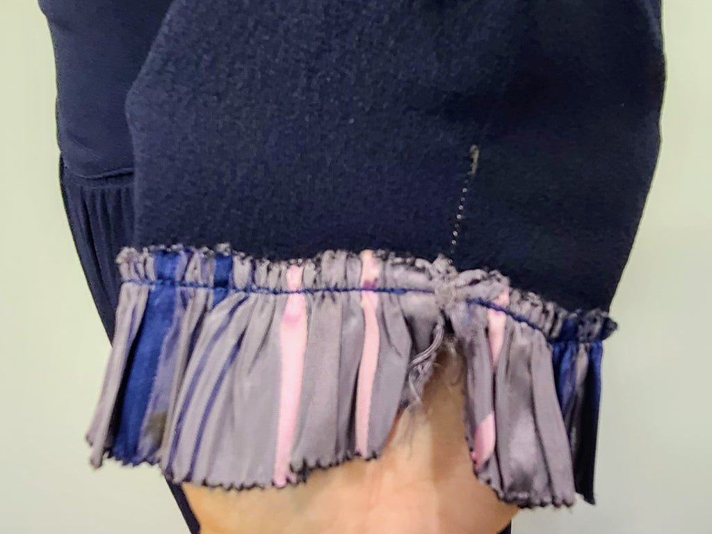 Dark Blue Rayon Dress with Plaid Trim(B-35' W-25.5' H-38') — image 8