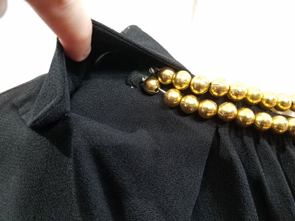 Black Rayon Dress with Attached Gold Bead Necklace(B-38' W-30' H-38') — image 10
