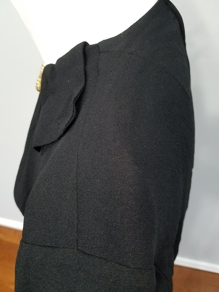 Black Rayon Dress with Attached Gold Bead Necklace(B-38' W-30' H-38') — image 13