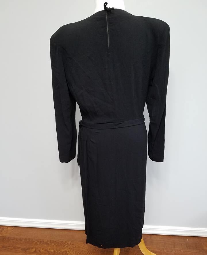 Black Rayon Dress with Attached Gold Bead Necklace(B-38' W-30' H-38') — image 6