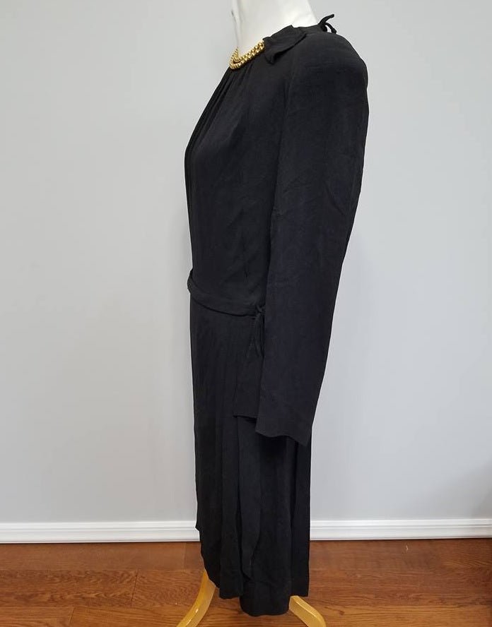 Black Rayon Dress with Attached Gold Bead Necklace(B-38' W-30' H-38') — image 7