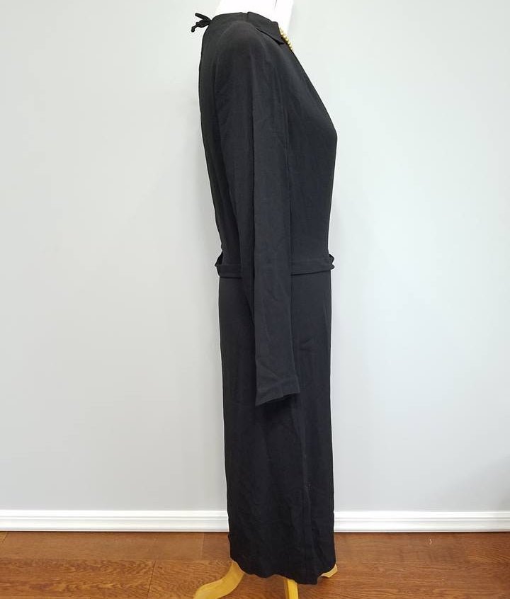 Black Rayon Dress with Attached Gold Bead Necklace(B-38' W-30' H-38') — image 8