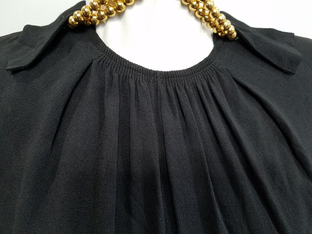 Black Rayon Dress with Attached Gold Bead Necklace(B-38' W-30' H-38') — image 9