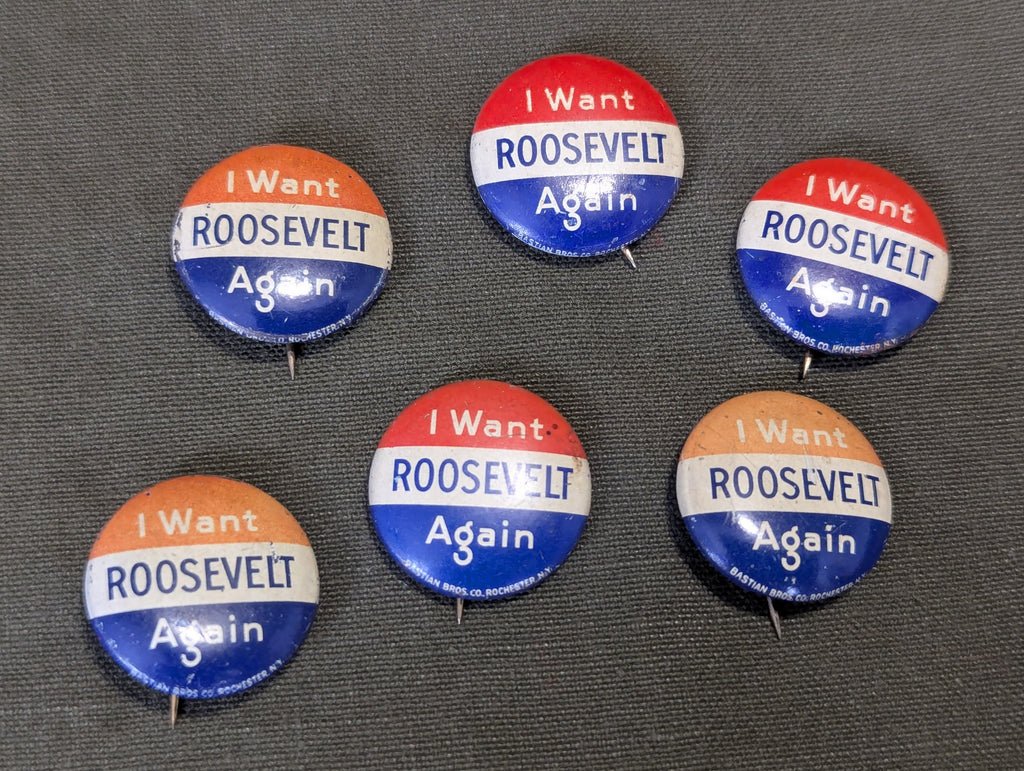 Original 'I Want Roosevelt Again' Political Button Pin — image 2