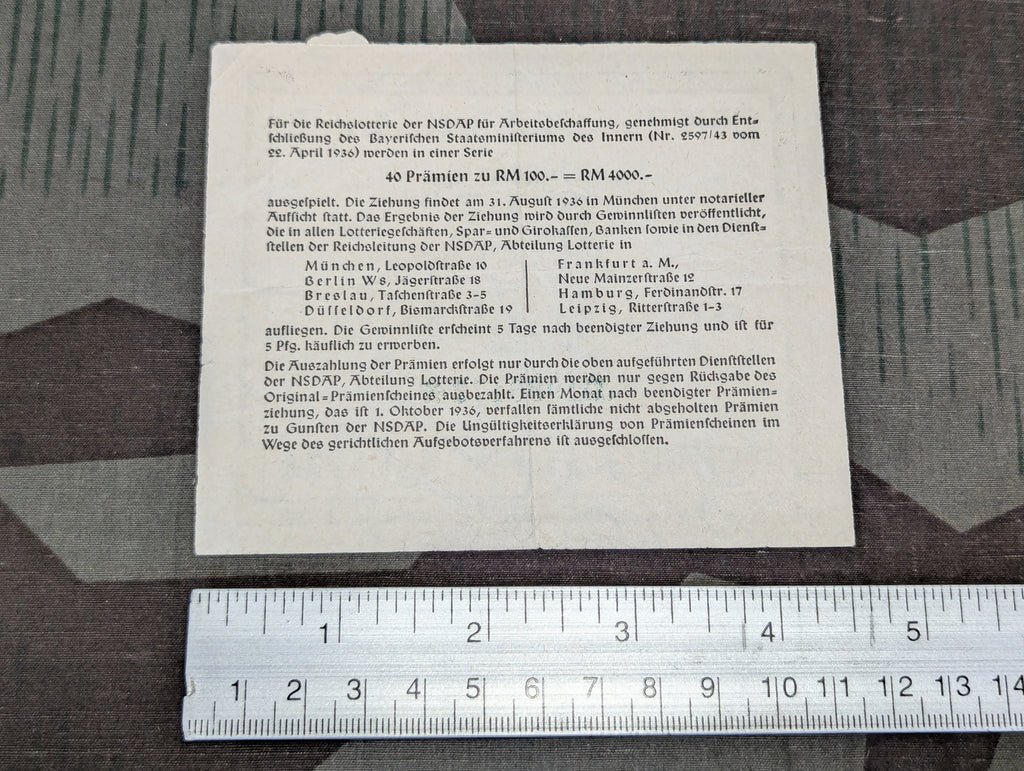 Original Reichslotterie August 1936 Lottery Ticket — image 2