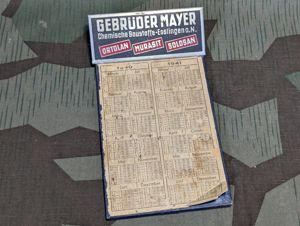 Gebrüder Mayer Small Clipboard with 1940 / 1941 Calendar