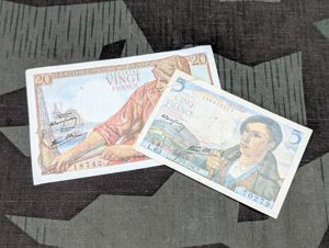 French Francs 20 and 5 Notes