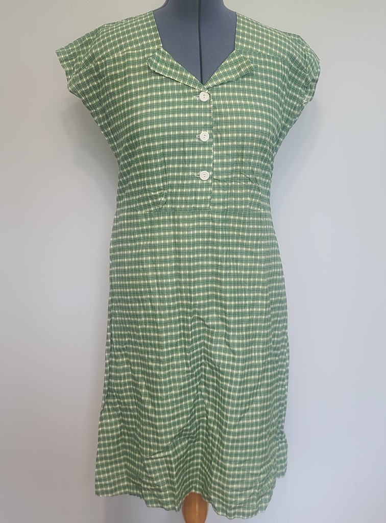 Green Plaid Print Dress(B-43' W-38' H-45') — image 7