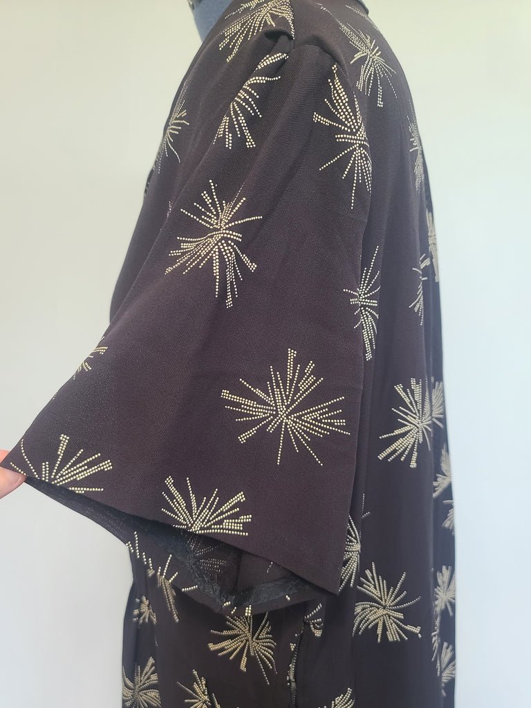 Plus Size Black Rayon Firework Print Dress(B-57' W-49' H-62') — image 13