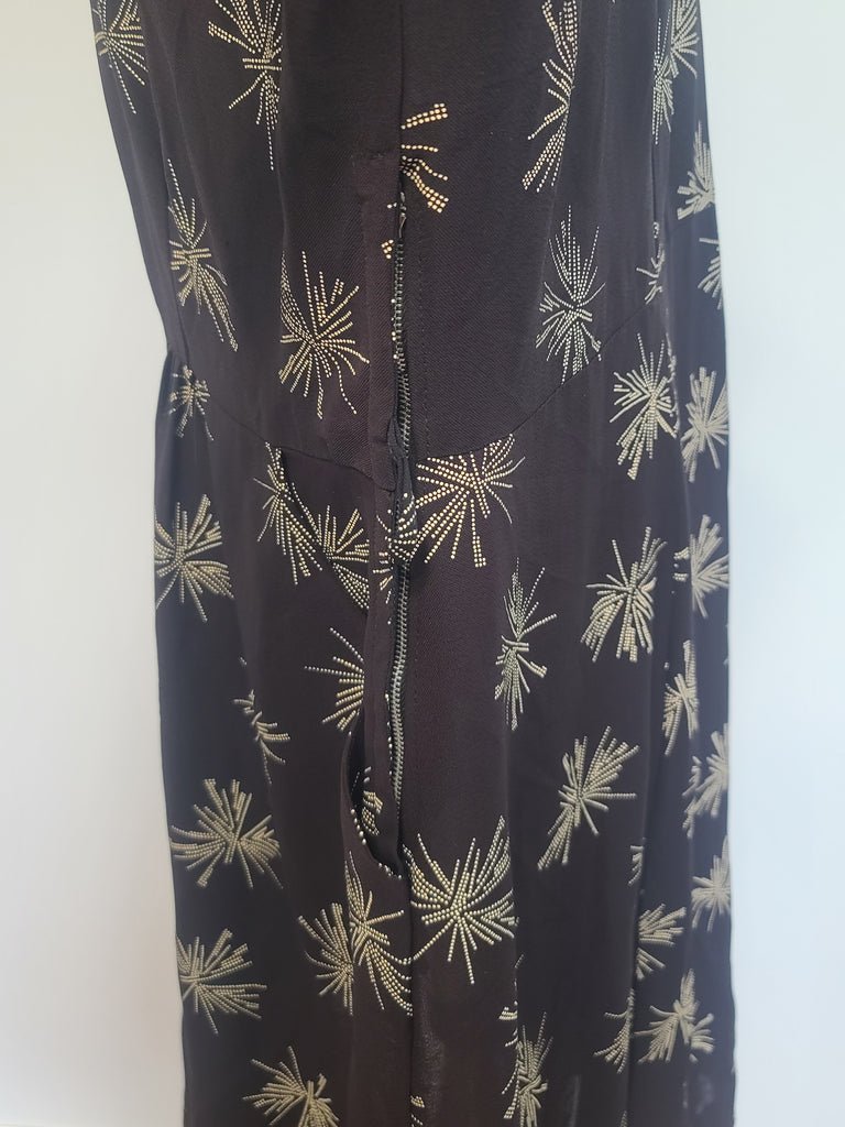 Plus Size Black Rayon Firework Print Dress(B-57' W-49' H-62') — image 14