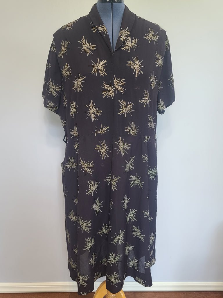 Plus Size Black Rayon Firework Print Dress(B-57' W-49' H-62') — image 18