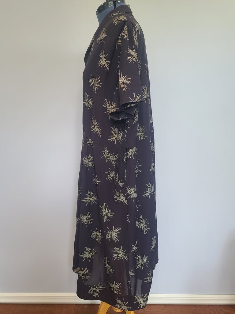 Plus Size Black Rayon Firework Print Dress(B-57' W-49' H-62') — image 2